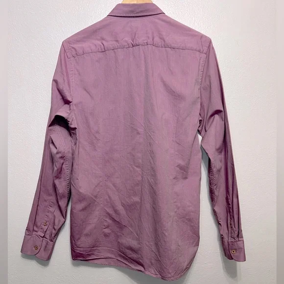 Ted Baker London Size 4 Men’s Casual‎ Long Sleeve Button Down Burgundy - Picture 2 of 10